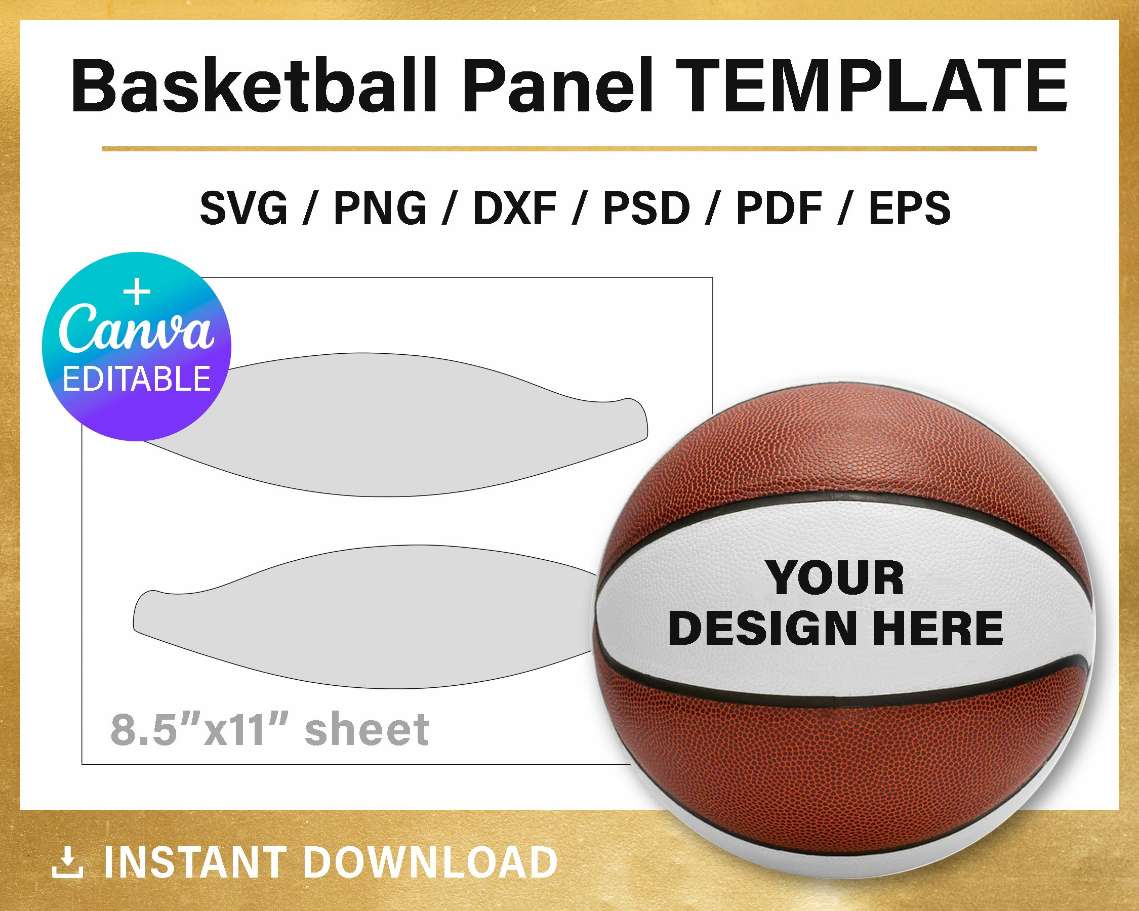 Basketball Panel BLANK Template Custom Ball Wrap DIY Photo Etsy UK