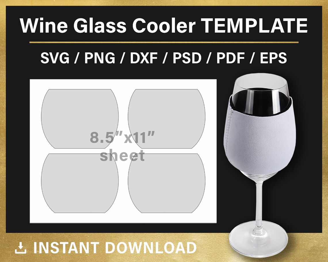 Wine Glass Cooler Template BLANK Template Wine Glass Cooler Etsy