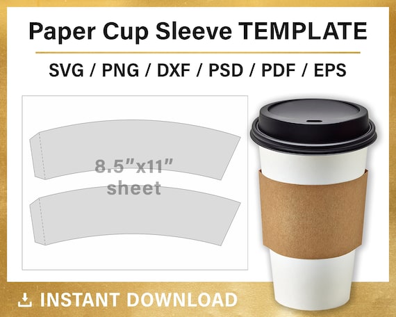 Paper Cup Sleeve Template Coffee Cup Sleeve BLANK Template - Etsy Finland