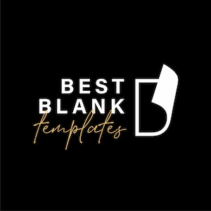 Peut inclure: Texte blanc sur fond noir : "BEST BLANK templates" avec une ic&ocirc;ne blanche d'une page qui se tourne vers la droite.