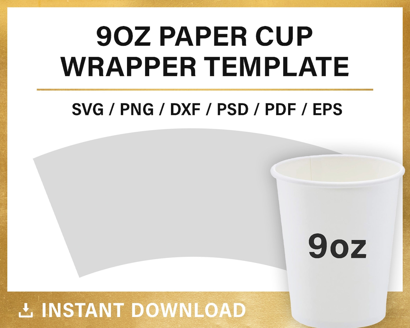 Bundle, Paper Cup BLANK Template, 4oz, 8oz, 9oz, 12oz, 16oz, 22oz, Full ...