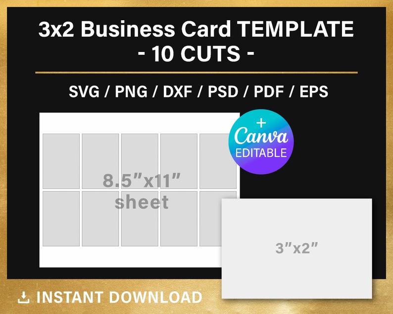 Business Card Template 3x2 BLANK Label Template Etsy