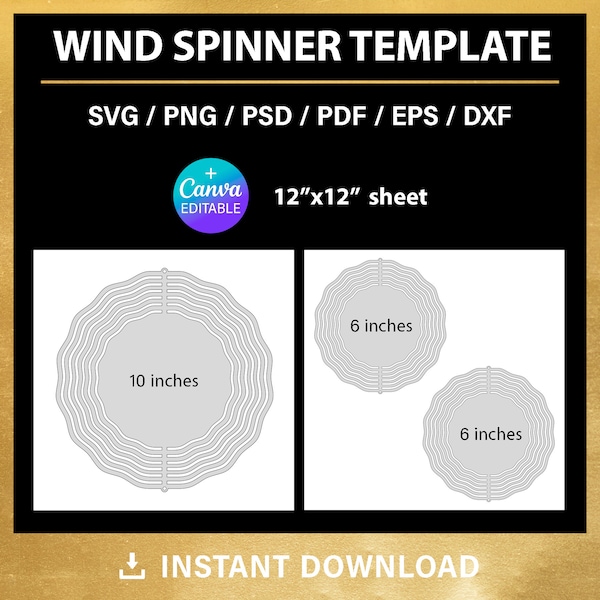 Wind Spinner, BLANK template, 6 inches, 10 inches, ornament box, png, psd, DIY, sublimation, Canva, Cricut, svg, png, psd, instant download