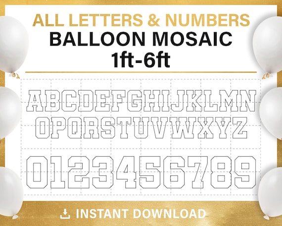 Square Letters and Numbers Mosaic Frame Template From - Etsy