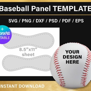 Baseball Panel BLANK template, custom ball wrap, DIY, baseball leather template, svg, png, Canva, cut files, customizable, instant download
