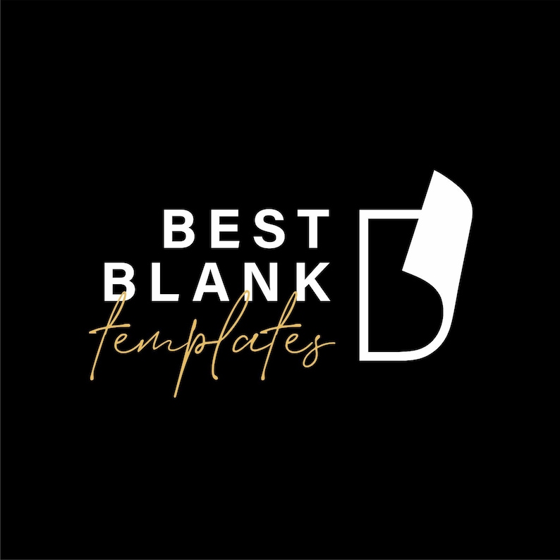 May include: White text on a black background reads "BEST BLANK templates" with a white icon of a page turning over to the right.