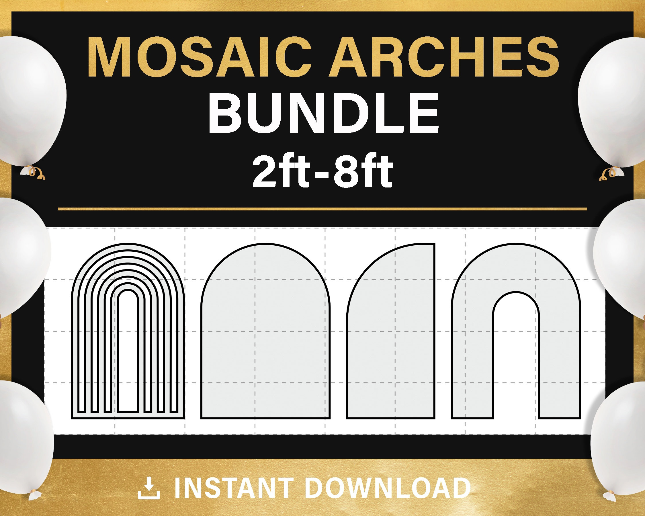 Arch Backdrop Template, BUNDLE, Chiara, Arch Prop Mosaic Template, Archway Marquee, DIY, cut and trace, PDF, instant download