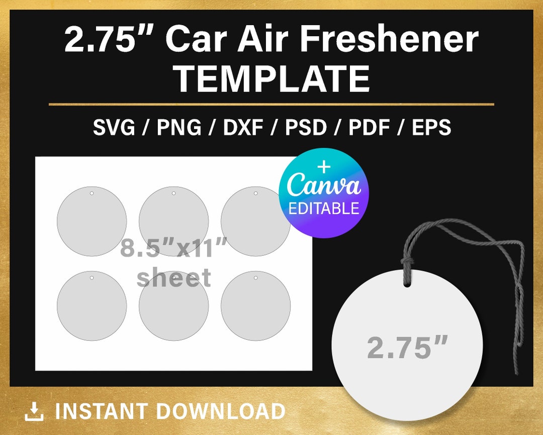 Car Air Freshener, BLANK Template for Sublimation, Circle, 2.75 Inches, Svg, Png, Psd, Canva