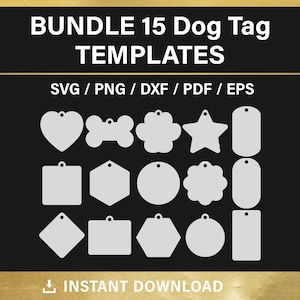 bundle dog tag template, pet ID tag, Cricut, Silhouette, Glowforge