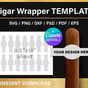 Cigar Label Template, blank, wrapper template, DIY, Party Favors, Canva, Cricut, Silhouette, svg, png, pdf, psd, instant download