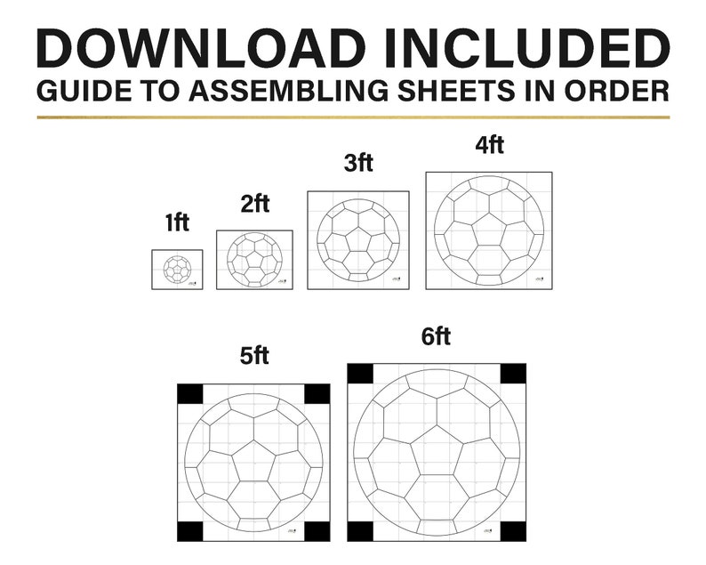 Soccer Ball Mosaic Template: DIY Balloon Frame (PDF Download, 1-6ft ...
