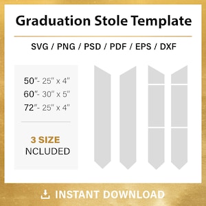 3 sizes, Graduation stole template, BUNDLE, for sublimation, BLANK template, grad stole template, svg, psd, png, Canva, instant download