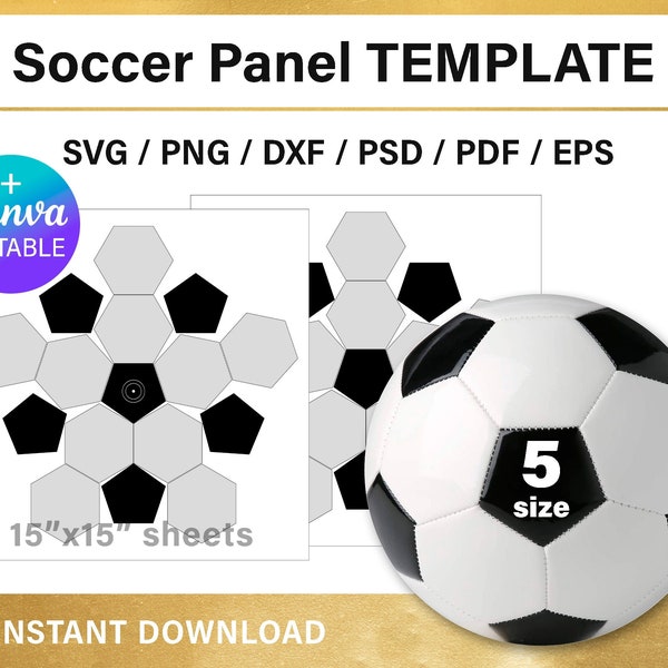 DIY custom editable Soccer Ball wrap Panel BLANK template, svg, png, Canva, Cricut, instant download