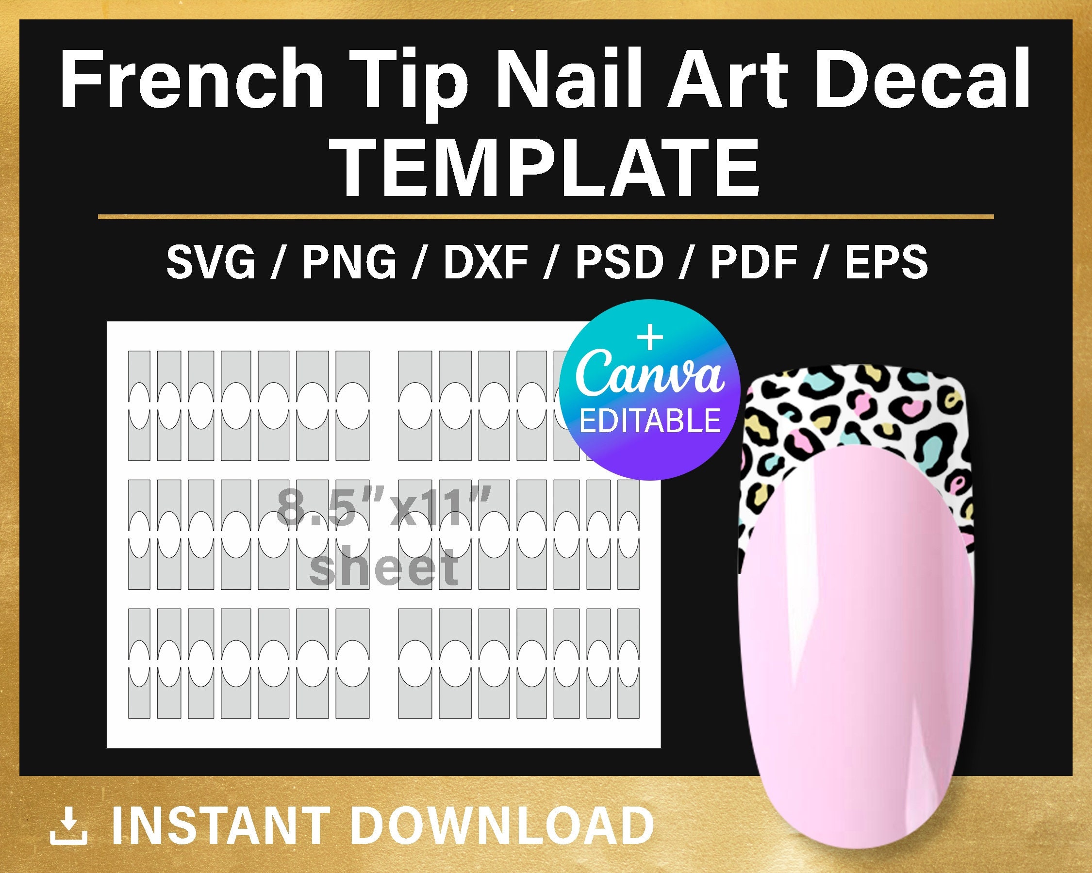 French Tip Nail BLANK Template Nail Art Decal Custom Wrap - Etsy
