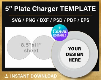 plantilla en BLANCO del cargador de placa, 5 pulgadas, inserto del cargador de placa, plantilla de cargador redondo, sublimación, Canva, Cricut, descarga instantánea