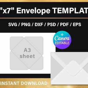 5x7 inches envelope, blank template, 5x7", Gift Card, svg, pdf, cut file, DIY, Cricut, outline, Canva, printable, instant download