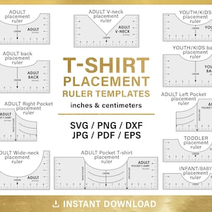 Tshirt Ruler svg, BIG BUNDLE, t-shirt alignment tool svg, centering tool template, shirt placement guide, Inches & Centimeters