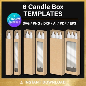 BUNDLE, diy, Candle Box, PDF, Blanko Vorlage, mit Fenster + ohne Fenster, Geschenkbox für Kerzen, png, Canva, svg, Cricut, sofort Download