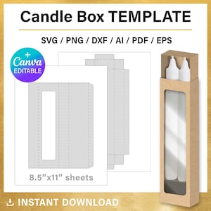 2er Kerzenbox, Kerzenschachtel Box für Kerzen, PDF Vorlage, Bastelvorlage, Geschenkverpackung für Kerzen, Digitaler Download