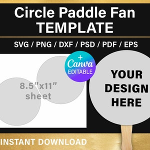 Circle Paddle Fan BLANK Template Template Wedding Paddle - Etsy