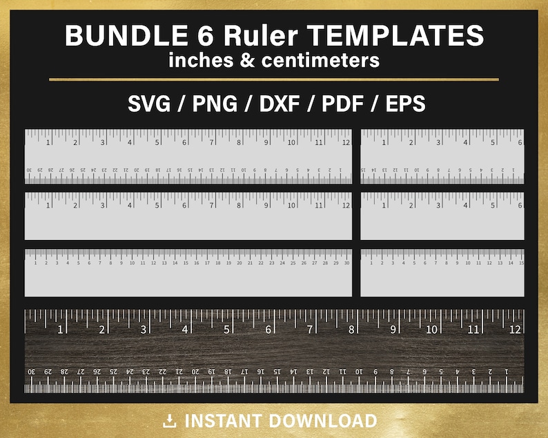 10ft Ruler Format Vector Ruler Svg, BUNDLE, Horizontal Ruler Markings, Files Prepared for Cricut ...