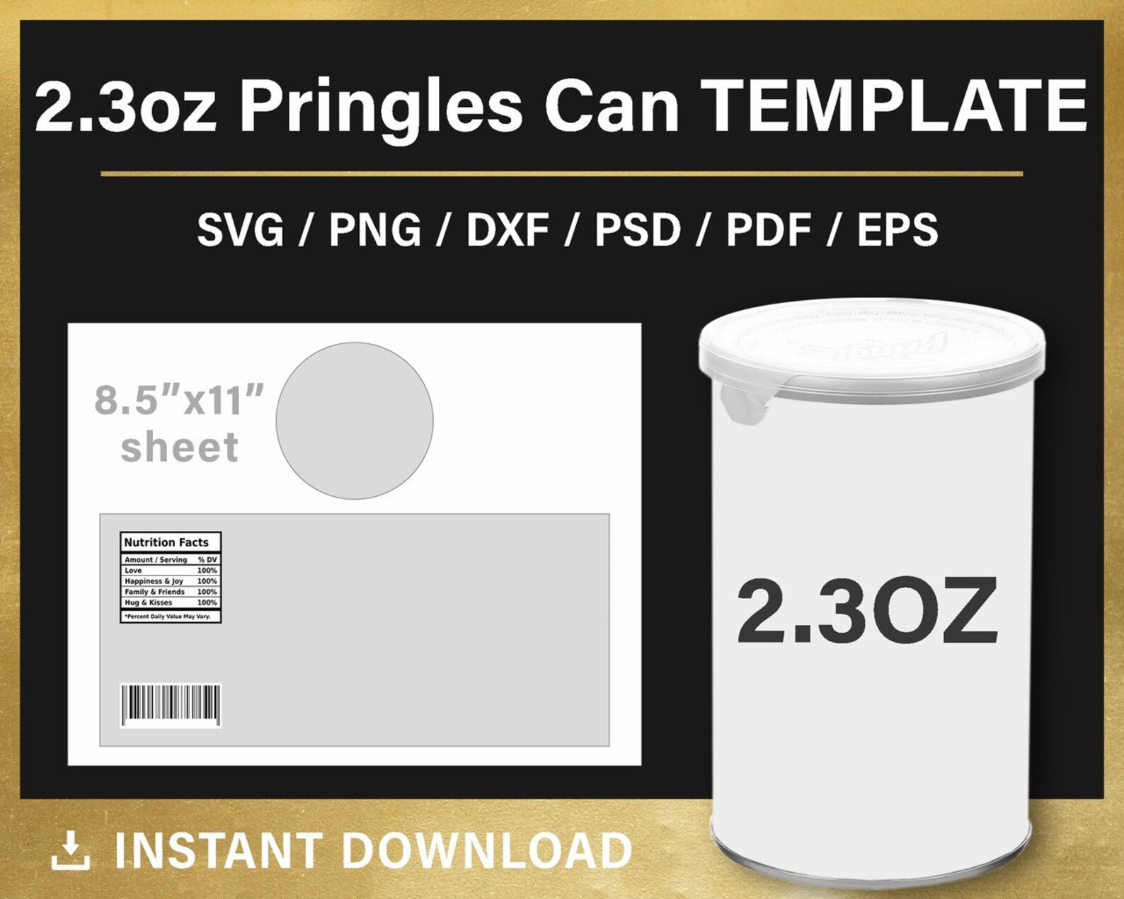 2.3oz Pringles Can Blank Template Pringles Cover Wrapper | Etsy