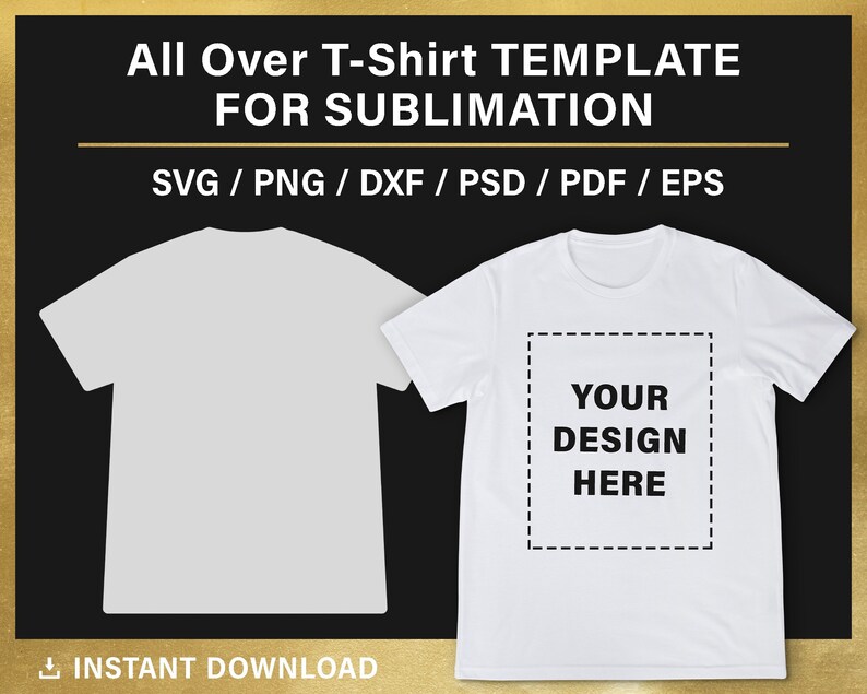 All Over Shirt Template for Sublimation Svg Png Cut Files Etsy