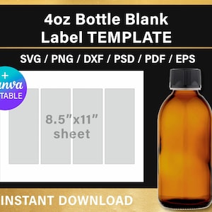 4oz, Essential Oil Bottle Label, BLANK Template, Brand Cosmetic Label ...