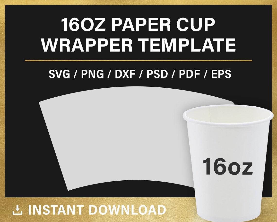 16oz Paper Cup BLANK Template Full Wrap Styrofoam Coffee Cup Etsy