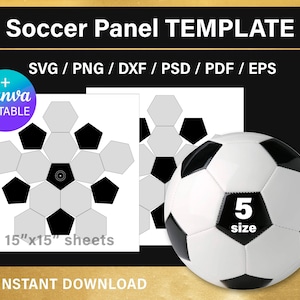 Soccer Panel BLANK template, custom soccer ball wrap, DIY, svg, png, Canva, cut files, editable, customizable, instant download