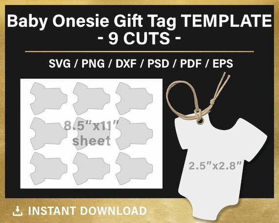 Baby Onesie Gift Tag BLANK Template Baby Bodysuit Thank You | Etsy