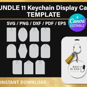 Portachiavi con scheda espositiva in formato SVG, bundle, Canva, Cricut, file di taglio, per Cricut e Silhouette, download immediato