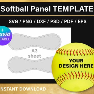 Softball Panel BLANK template, custom ball wrap, DIY, baseball leather template, svg, png, Canva, cut files, customizable, instant download