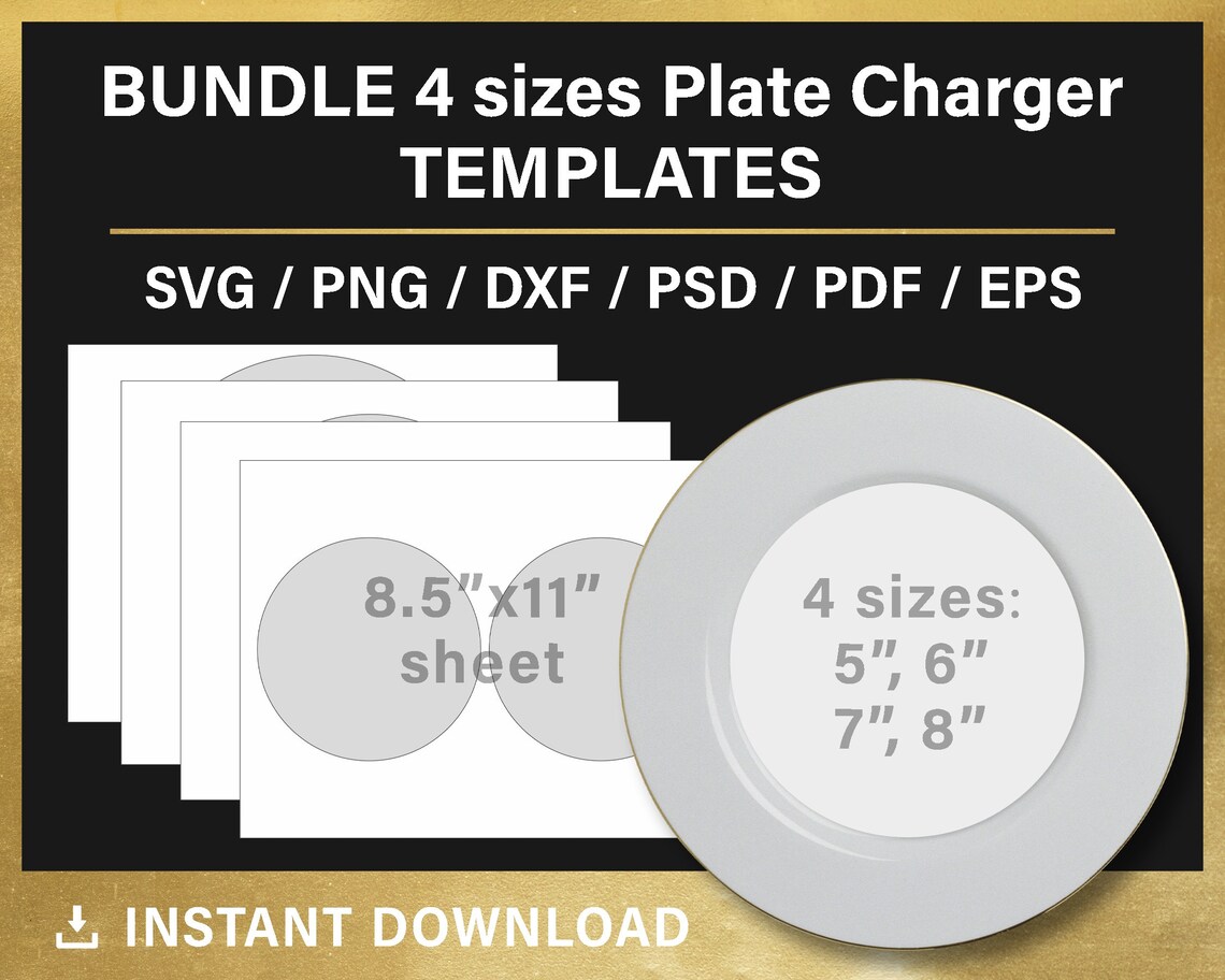 Bundle Plate Charger Template Plate Charger Insert BLANK Etsy