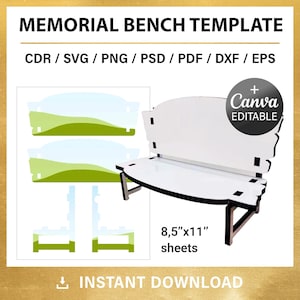 Memorial Bench Template for Sublimation, DIY, Memorial Bench Custom Design, svg, png, personalized, Canva, Editable, Instant Download