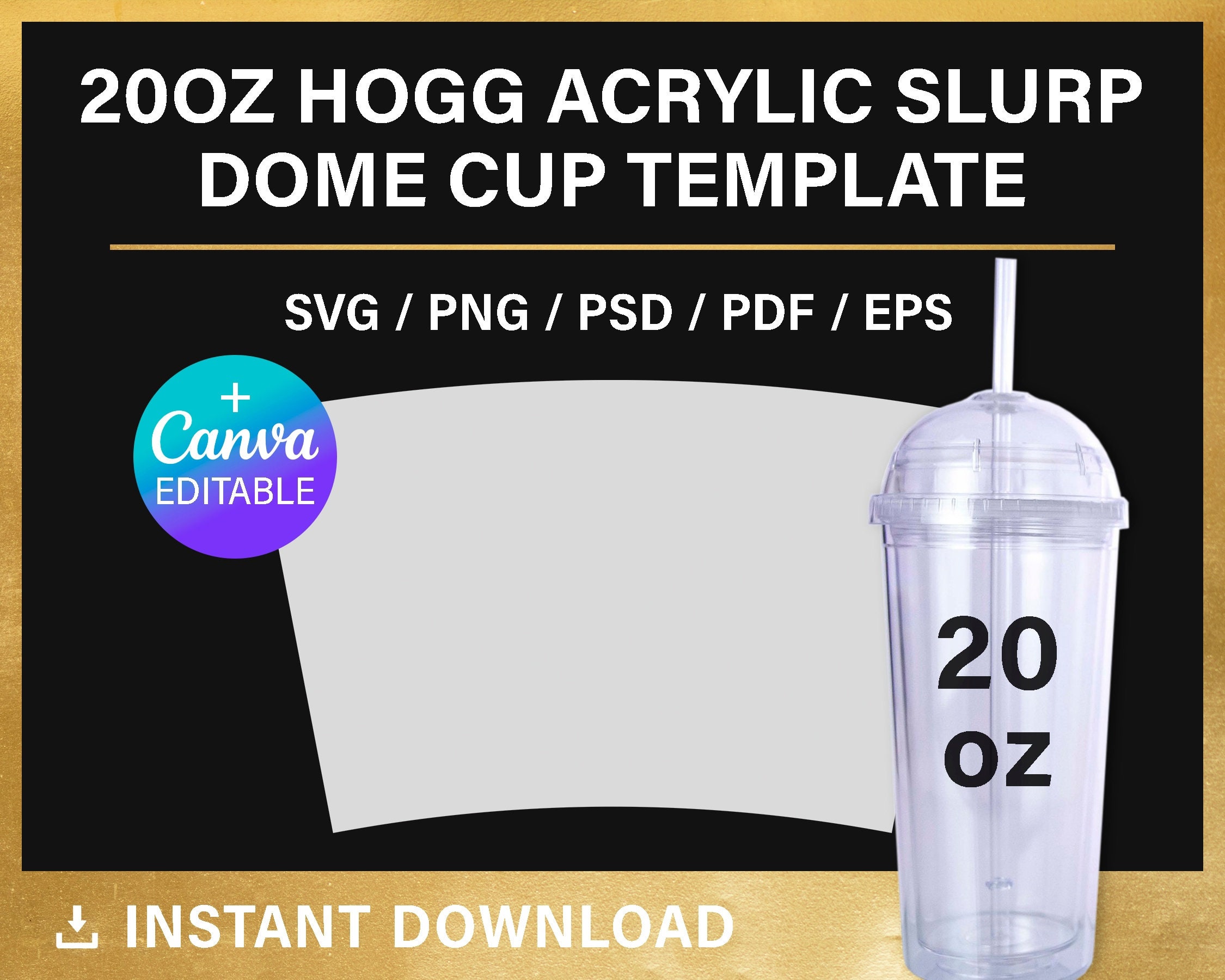 20oz Hogg Acrylic Cup BLANK Template for Sublimation Full Etsy