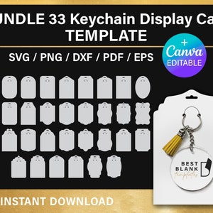 Keychain display card svg, BUNDLE, keyring display card svg, Canva, cut files, Cricut, Silhouette, Instant Download