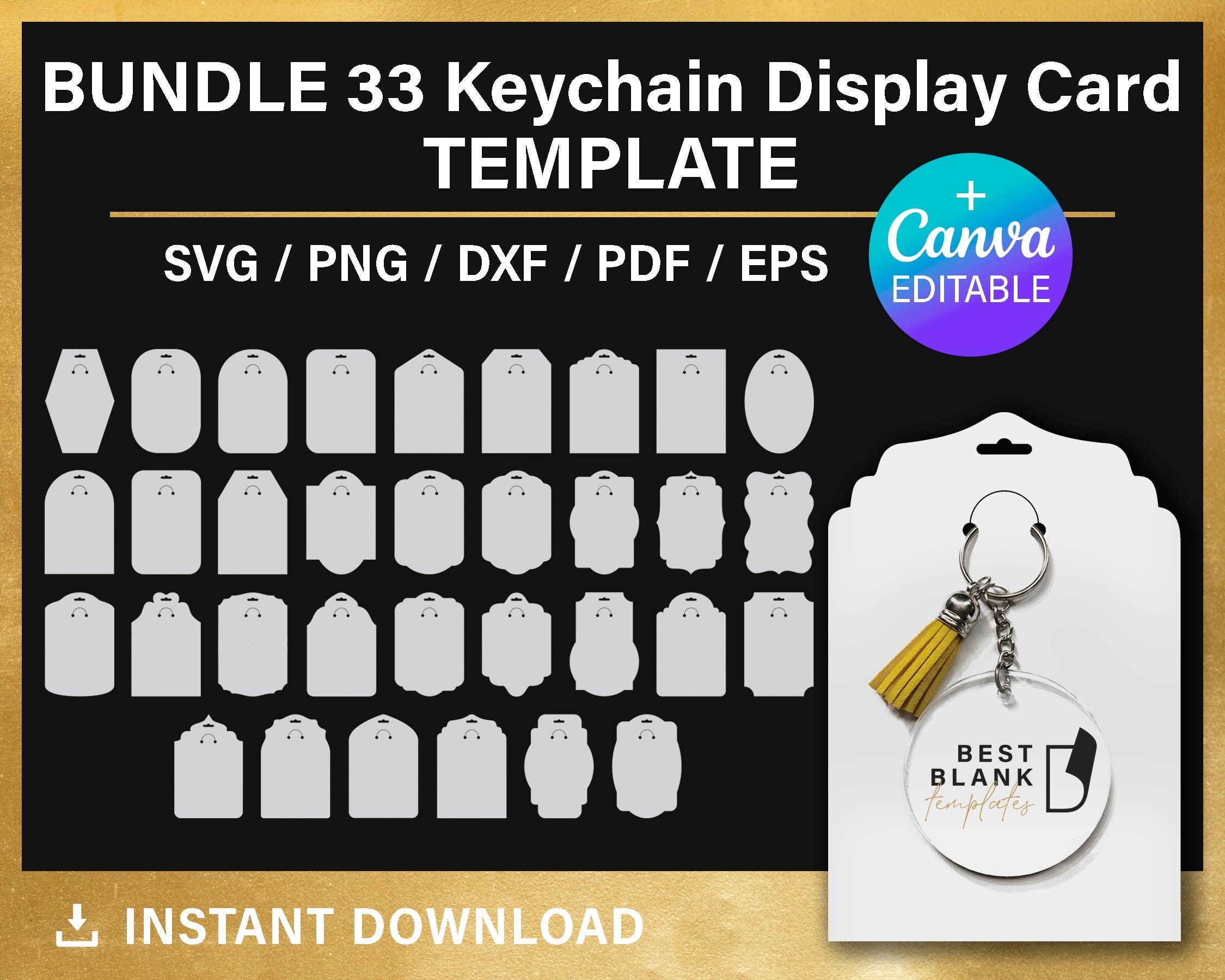 Keychain Display Card Svg, BUNDLE, Keyring Display Card Svg, Canva, Cut ...