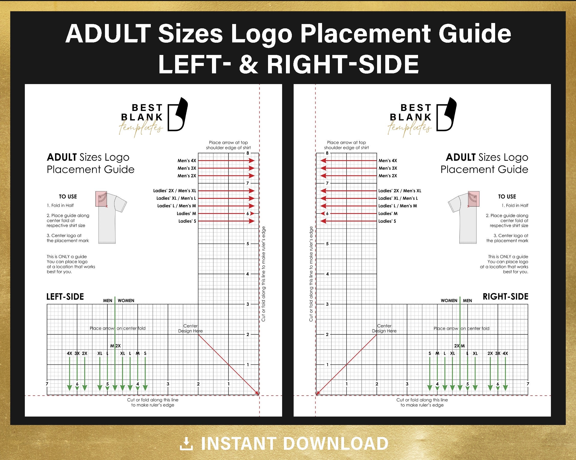 Machine Embroidery Logo Placement Guides Adult Size Etsy UK