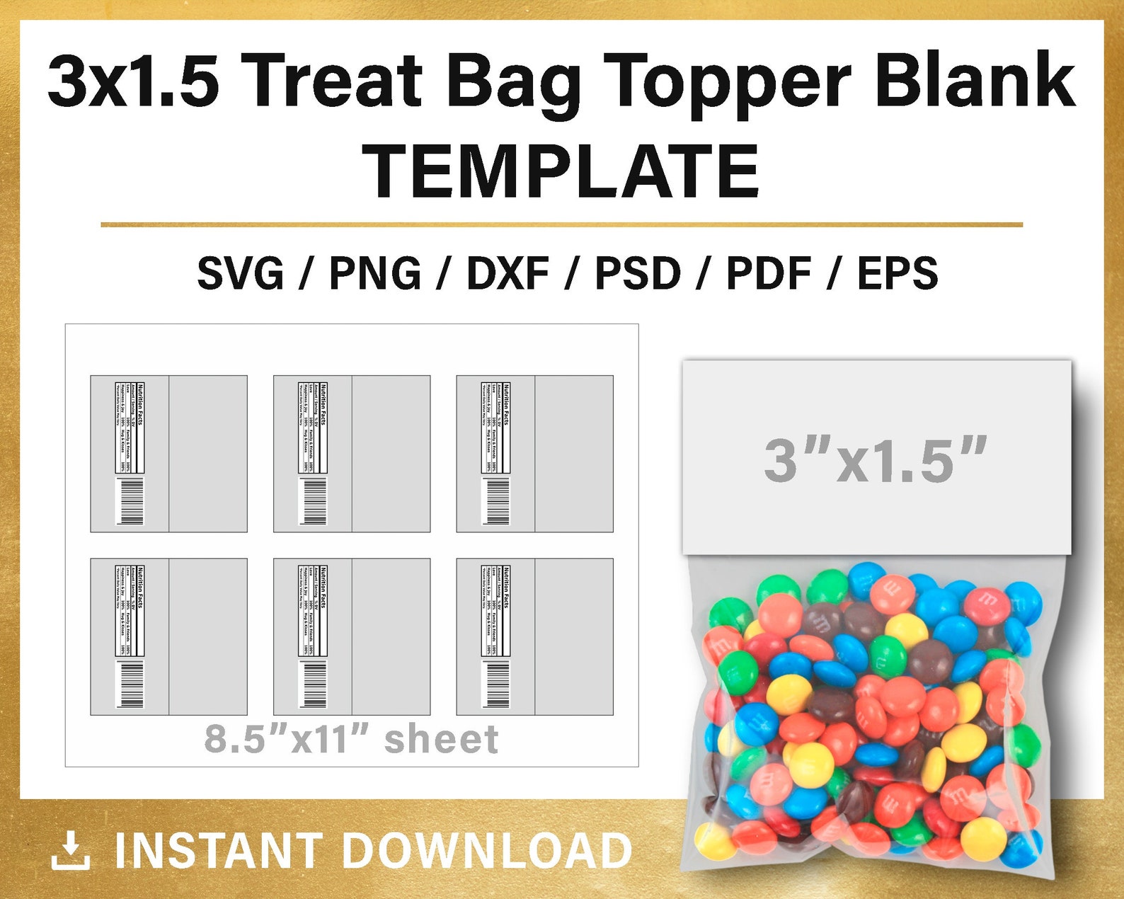 Treat Bag Topper BUNDLE Blank Label Template DIY Wrapper - Etsy