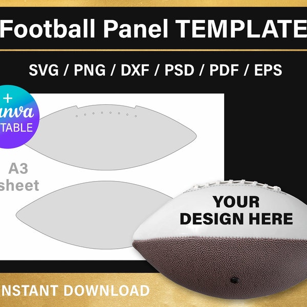 Football Panel BLANK template, custom ball wrap, DIY, svg, Cricut, png, Canva, cut files, customizable, personalized, instant download