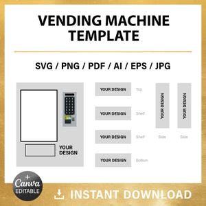 Vending Machine Blank Template, custom, Vending MachineTemplate, svg, Cricut, Canva, Drag & Drop, editable, printable, Instant Download