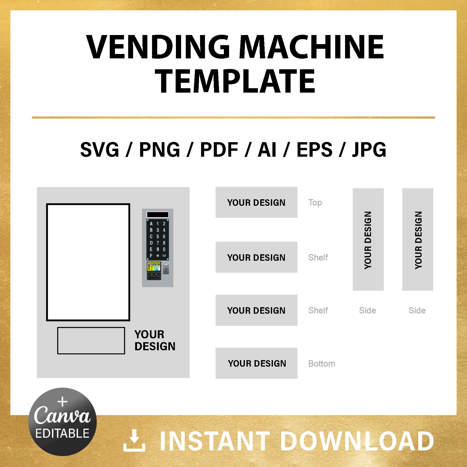 Vending Machine Blank Template, Custom, Vending Machinetemplate, Svg, Cricut, Canva, Drag & Drop, Editable, Printable, Instant Download - Etsy for Free Printable Vending Machine Label Template