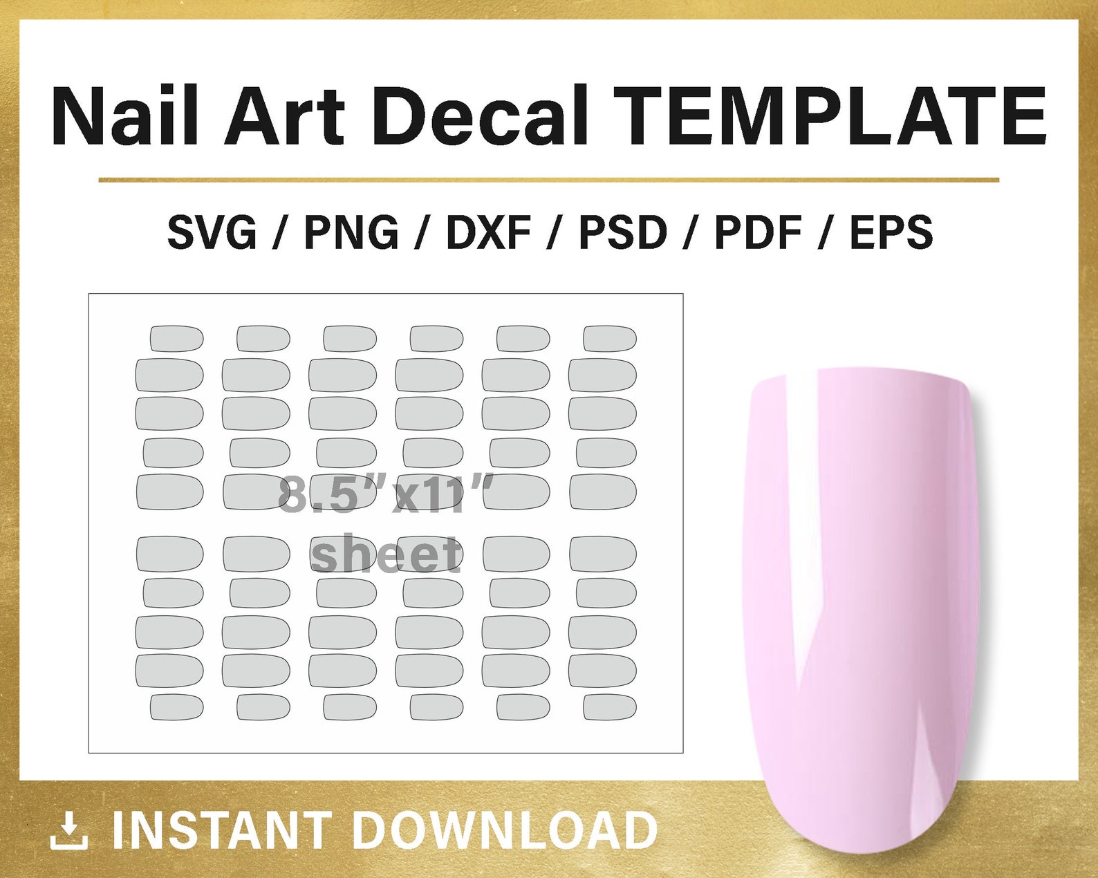 Nail Art Decal Template BLANK Template Custom Wrap Nail - Etsy