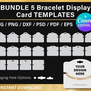 Modèle de cartes d'affichage de bracelet, lot, svg, png, toile, Cricut, silhouette, téléchargement immédiat