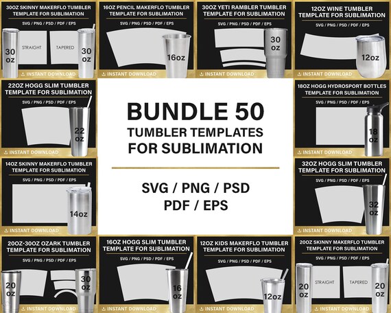 Bundle 50 Tumbler BLANK Template for Sublimation 12oz 16oz - Etsy