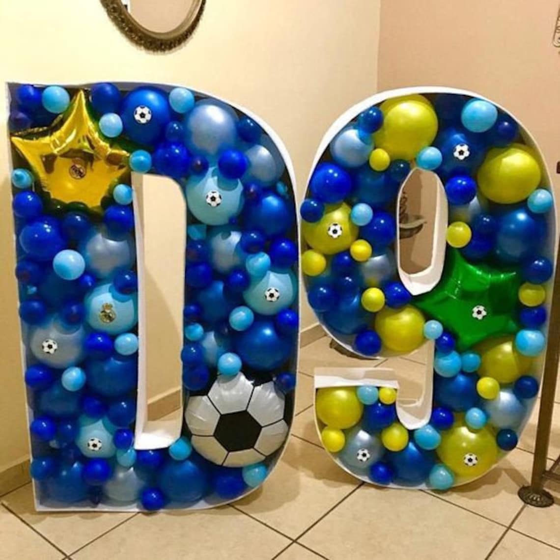 Number 9 Mosaic From Balloons Tall Nine Number Template Etsy