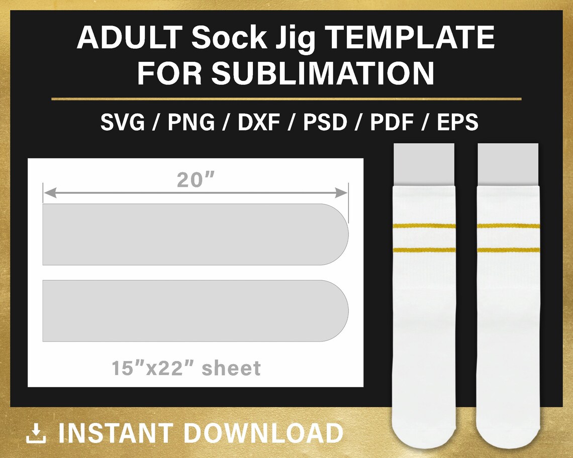 Adult Sock Jig BLANK Template for Sublimation 4x20 Inches Etsy Australia