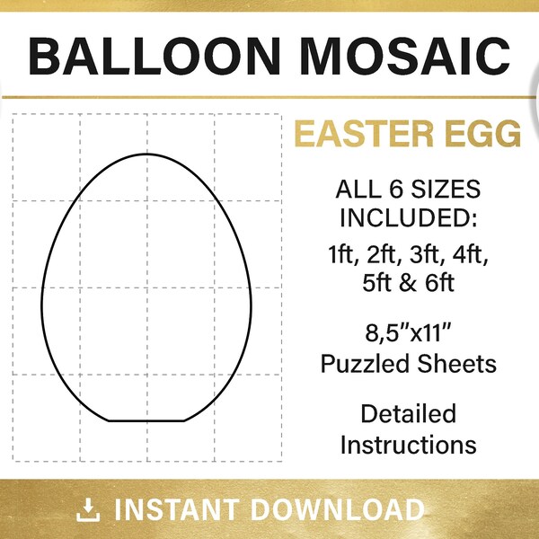 Egg mosaic frame balloon template, Easter, mosaic from balloons, DIY, easter decor, egg hunt easter, tall, pdf, instant download