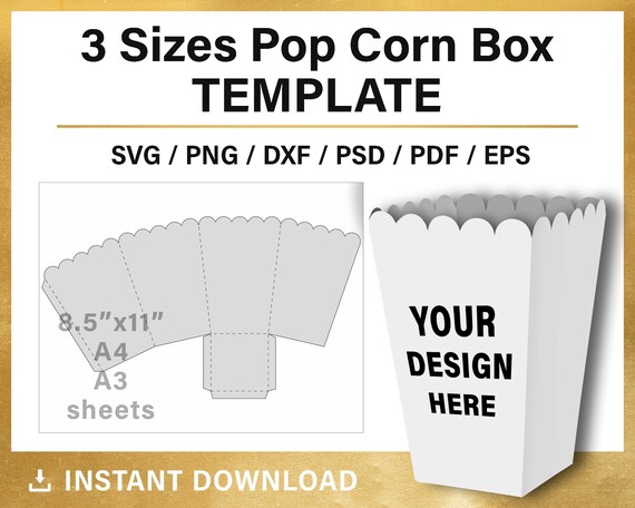 Popcorn Box Blank Template BUNDLE Scallop Popcorn Box DIY Etsy Popcorn Box Blank Template BUNDLE Scallop Popcorn Box DIY Etsy